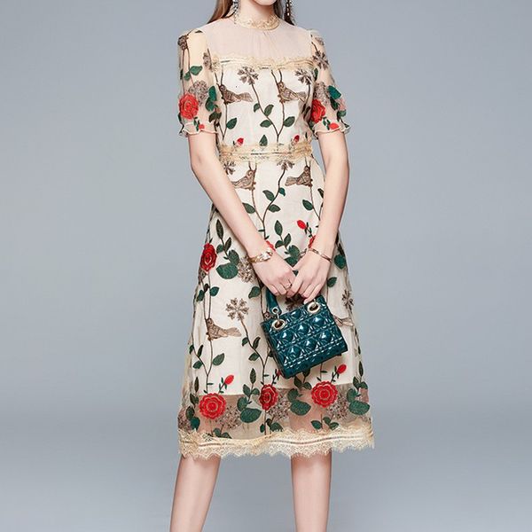 2021 new autumn floral embroidery mesh long sleeve maxi vintage dress elegant women bodycon party vestidos cgdx, Black;gray 
2021 new autumn floral embroidery mesh long sleeve maxi vintage dress elegant women bodycon party vestidos cgdx, Black;gray