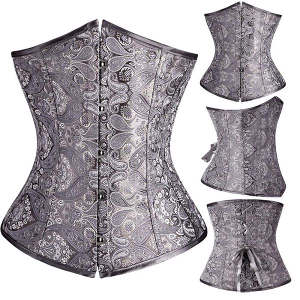 gothic corset underbust bustier waist trainer corsets silver black beige lingerie corpete lace up corselet women shaper, Black;white
gothic corset underbust bustier waist trainer corsets silver black beige lingerie corpete lace up corselet women shaper, Black;white