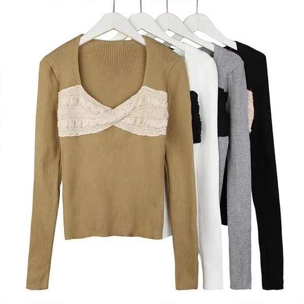 women's sweaters knitted woman long sleeve pull femme knit sweater women pullover korean fashion outwear colorblock, White;black
women's sweaters knitted woman long sleeve pull femme knit sweater women pullover korean fashion outwear colorblock, White;black