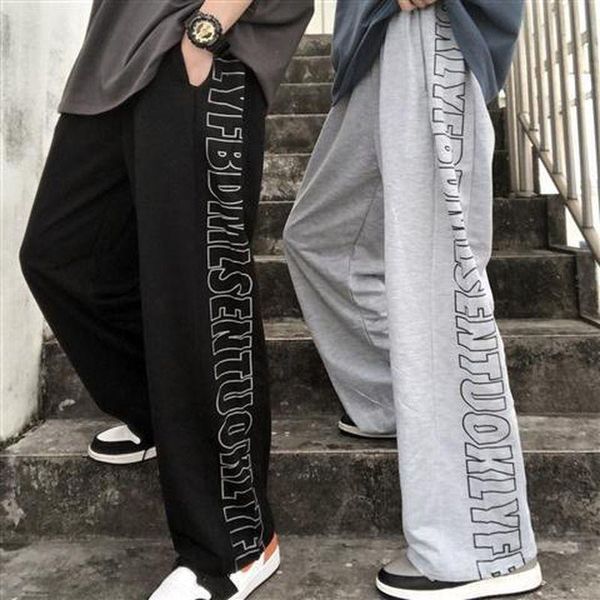 men's pants casual sweatpants for men korean fashion trend falling wide-leg loose straight tide brand sports leisure trousers preppy cl, Black 
men's pants casual sweatpants for men korean fashion trend falling wide-leg loose straight tide brand sports leisure trousers preppy cl, Black
