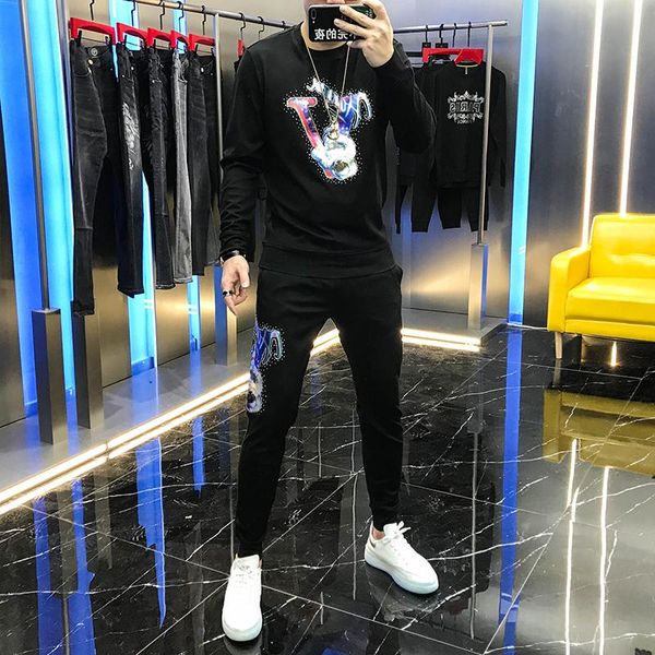 men's tracksuits autumn 2021 sports casual suit drill astronaut printed crew neck long sleeve pants handsome two piece youth set, Gray
men's tracksuits autumn 2021 sports casual suit drill astronaut printed crew neck long sleeve pants handsome two piece youth set, Gray