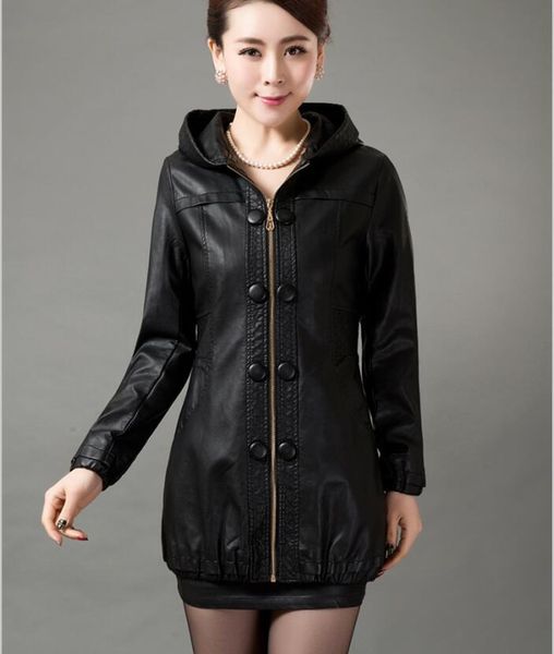 women's leather & faux coat women 2021 spring and autumn clothing outerwear long slim woman jacket plus size, Black
women's leather & faux coat women 2021 spring and autumn clothing outerwear long slim woman jacket plus size, Black