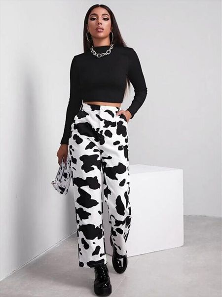 high waisted jeans animal print women capri pattern harajuku loose casual street end, Black;white
high waisted jeans animal print women capri pattern harajuku loose casual street end, Black;white