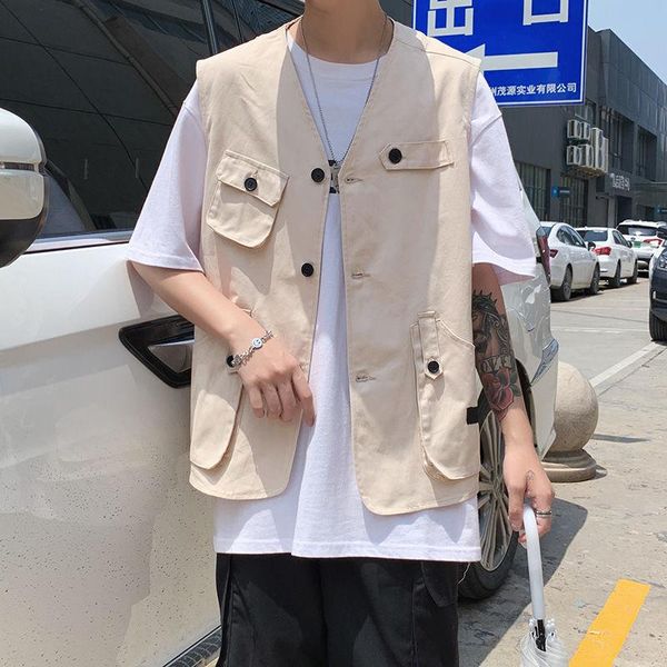 men's vests multi-pocket tooling vest fashion solid color v-neck men streetwear wild hip-hop loose casual m-3xl, Black;white
men's vests multi-pocket tooling vest fashion solid color v-neck men streetwear wild hip-hop loose casual m-3xl, Black;white
