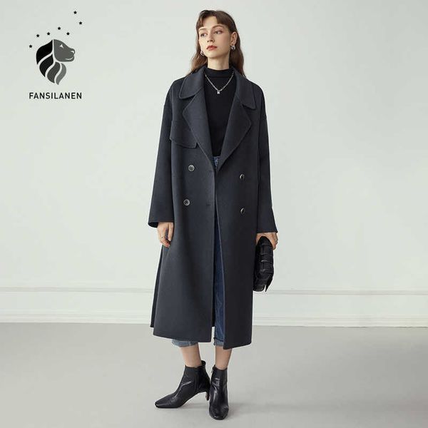 fansilanen double breasted 100% wool coat women elegant cashmere long winter female oversized vitnage blend jacket over 210607, Black
fansilanen double breasted 100% wool coat women elegant cashmere long winter female oversized vitnage blend jacket over 210607, Black