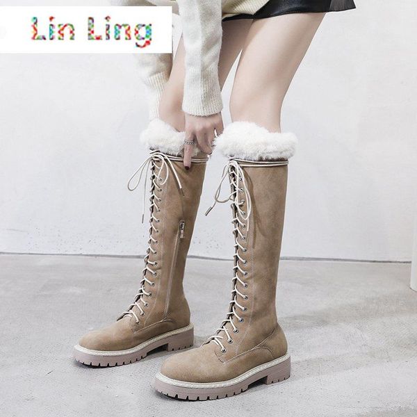 boots 2021 linling fur knee high platform suede motorcycle lace up winter plush long chunky women botas mujer ins, Black
boots 2021 linling fur knee high platform suede motorcycle lace up winter plush long chunky women botas mujer ins, Black
