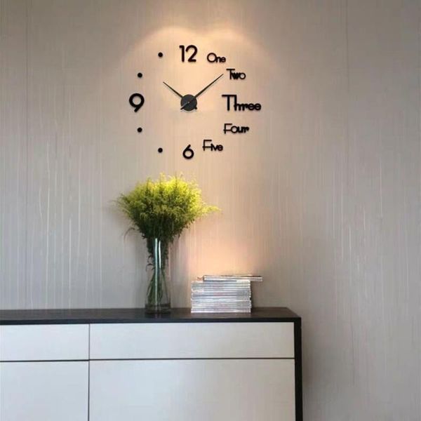 wall decor 3d diy large wall clock modern design silent sticker clock self adhesive clocks living room home decor 
wall decor 3d diy large wall clock modern design silent sticker clock self adhesive clocks living room home decor