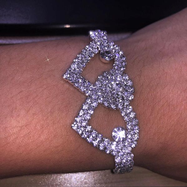 link, chain stonefans fashion full rhinestone double heart bracelet for women bling hollow out love crystal on the hand jewelry, Black
link, chain stonefans fashion full rhinestone double heart bracelet for women bling hollow out love crystal on the hand jewelry, Black