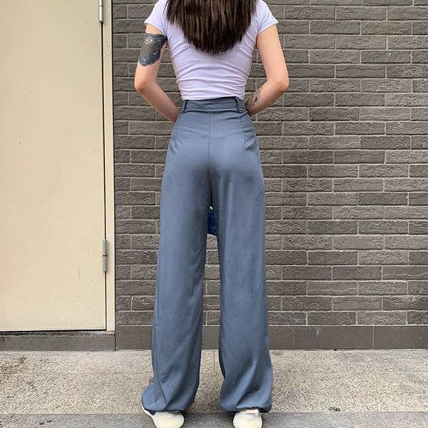 fashion loose solid high waist straight pants women autumn casual button splice trousers female new streetwear pants, Black;white
fashion loose solid high waist straight pants women autumn casual button splice trousers female new streetwear pants, Black;white