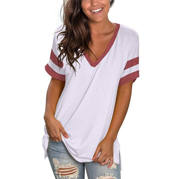 2020 new spring and summer women's t-shirt tees regular sleeve v-neck loose stitching short sleeve t-shirt base shirt sale, White
2020 new spring and summer women's t-shirt tees regular sleeve v-neck loose stitching short sleeve t-shirt base shirt sale, White