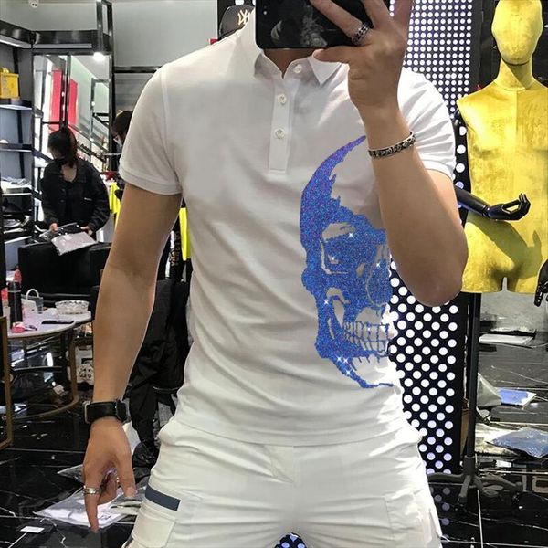 most deal gradient reflection mens polo diamond shirt short sleeved advantages rhinestone skull lapel brand, White;black
most deal gradient reflection mens polo diamond shirt short sleeved advantages rhinestone skull lapel brand, White;black