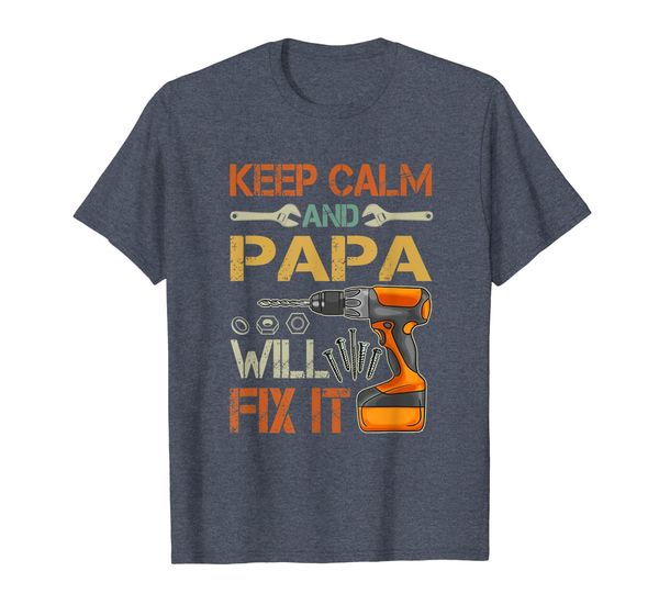 father's day keep calm and papa will fix it t-shirt, White;black