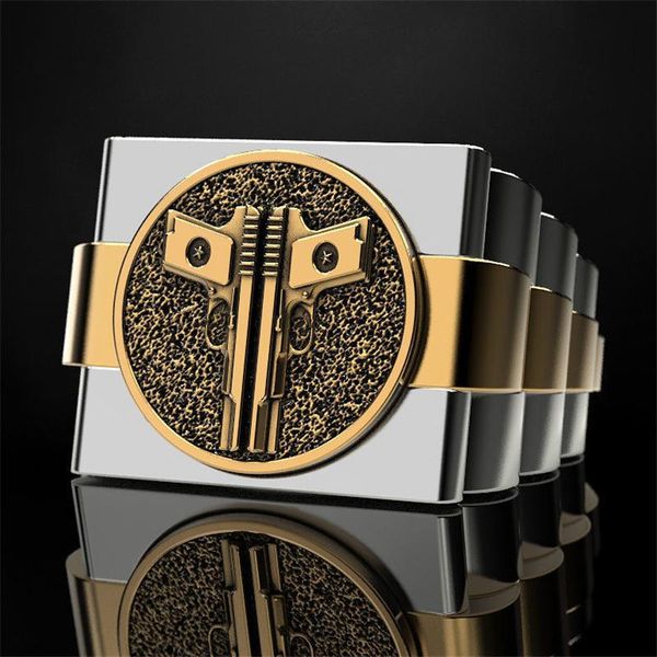 cluster rings 2021 european american personality punk men ring golden double gun hip hop for anniversary party banquet gift, Golden;silver
cluster rings 2021 european american personality punk men ring golden double gun hip hop for anniversary party banquet gift, Golden;silver