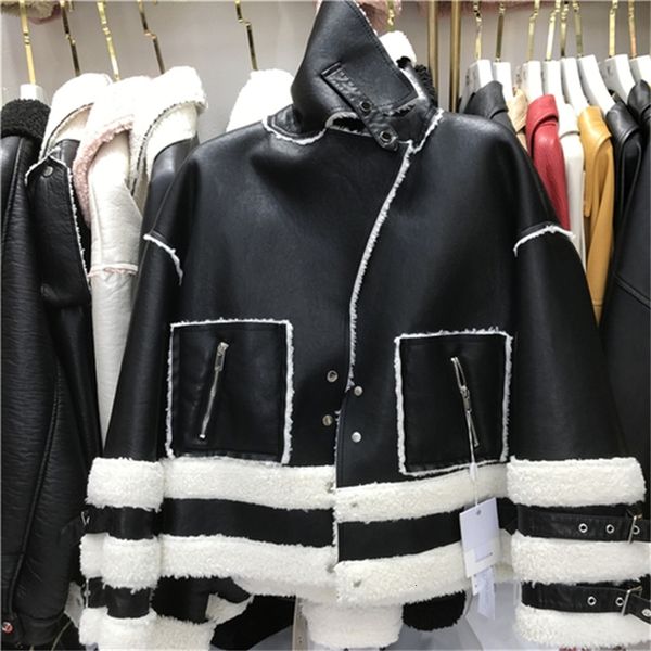 winter woman's lambskin loosed wool lamb leather jacket of plutonium streetwear lapel women's pockets warm lady coat 2021 gsv4, Black
winter woman's lambskin loosed wool lamb leather jacket of plutonium streetwear lapel women's pockets warm lady coat 2021 gsv4, Black