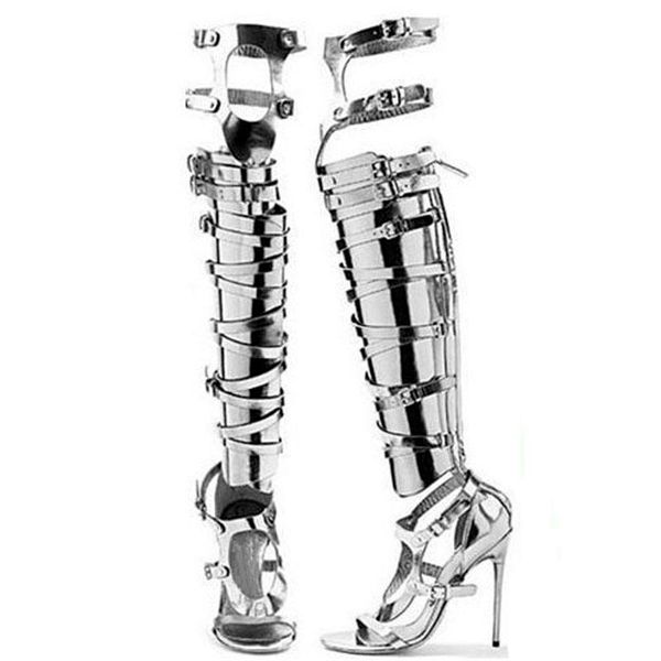 boots mirror shiny leather peep toe thigh high rome sandals women hollow out over knee lady buckle party shoes, Black
boots mirror shiny leather peep toe thigh high rome sandals women hollow out over knee lady buckle party shoes, Black