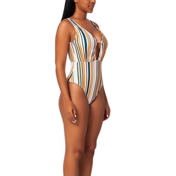 striped deep v neck one piece suits women sleeveless hollow out backless monokini swimsuit casual beachwear bathing suits, Black
striped deep v neck one piece suits women sleeveless hollow out backless monokini swimsuit casual beachwear bathing suits, Black