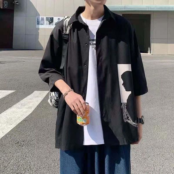 men's casual shirts ice silk summer short-sleeved korean version of the trend wild loose five-point sleeve shirt bf harajuku half-sle, White;black
men's casual shirts ice silk summer short-sleeved korean version of the trend wild loose five-point sleeve shirt bf harajuku half-sle, White;black