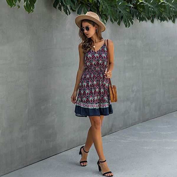 casual dresses women boho flower printed sashes a-line dress spaghetti strap v neco elegant mini 2021 summer fashin, Black;gray
casual dresses women boho flower printed sashes a-line dress spaghetti strap v neco elegant mini 2021 summer fashin, Black;gray