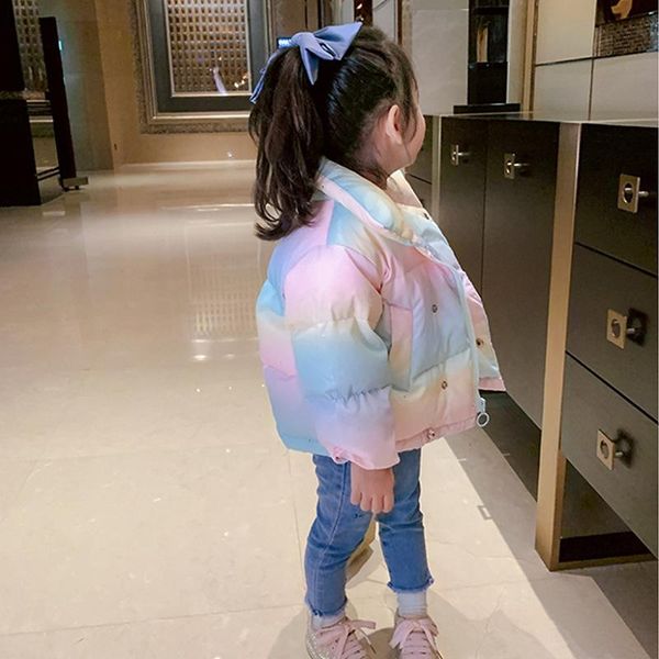 down coat girls coats 2022 winter rainbow color stand collar children's padded korean style girl thick warm jacket kids outwear, Blue;gray
down coat girls coats 2022 winter rainbow color stand collar children's padded korean style girl thick warm jacket kids outwear, Blue;gray