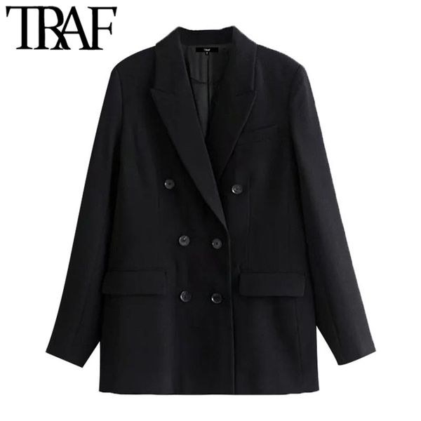 traf women fashion double breasted black blazer coat vintage long sleeve pockets female outerwear chic veste femme 210930, White;black
traf women fashion double breasted black blazer coat vintage long sleeve pockets female outerwear chic veste femme 210930, White;black