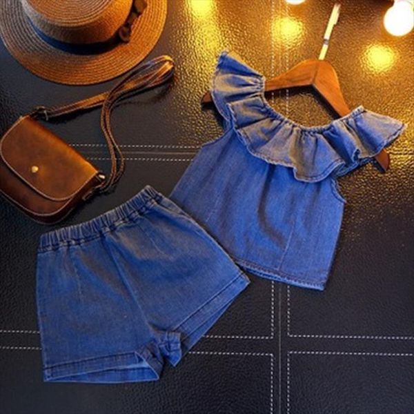 summer girls clothing sets fashion denim shoulder flying sleeve shorts 2pcs baby kids clothes children, White
summer girls clothing sets fashion denim shoulder flying sleeve shorts 2pcs baby kids clothes children, White