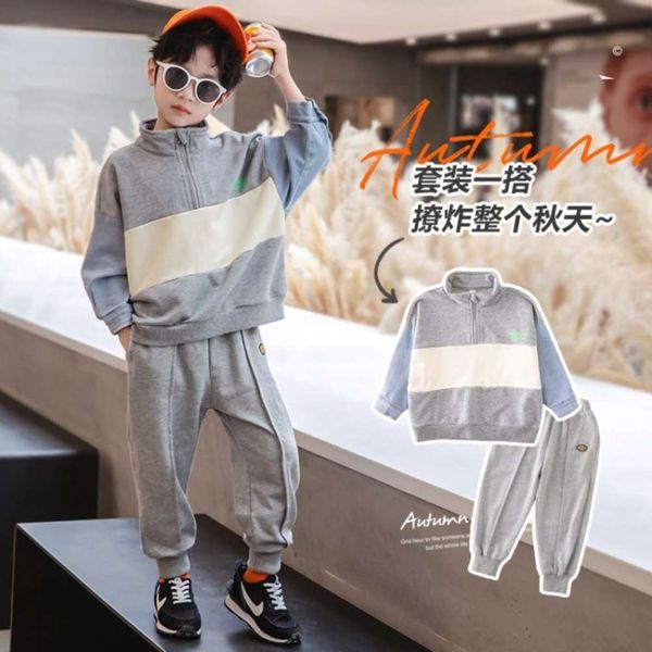 children's 2021 spring boy clothes new wear denim sleeve splicing casual suit sportswear two piece set, White
children's 2021 spring boy clothes new wear denim sleeve splicing casual suit sportswear two piece set, White