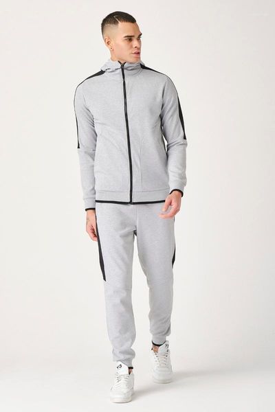 men's gray full zipper hooded tracksuit 107 sleepwear, Black;brown
men's gray full zipper hooded tracksuit 107 sleepwear, Black;brown