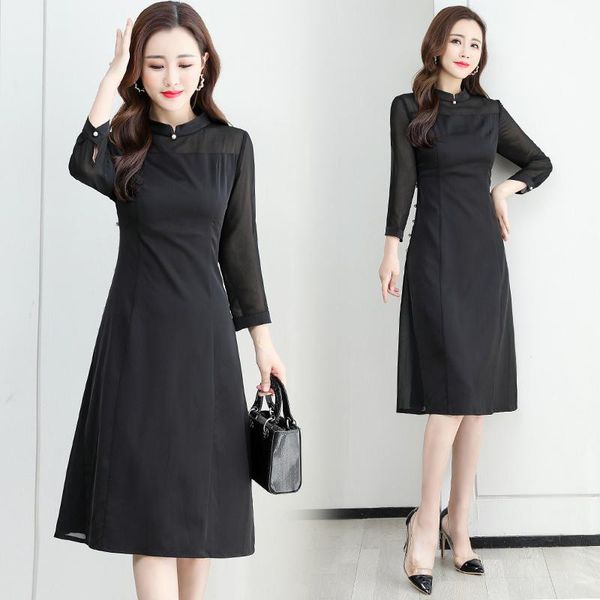 2021 black classy long sleeve midi dresses spring bodycon 3xl plus size vintage dress autumn women casual party runway vestidos, Black;gray
2021 black classy long sleeve midi dresses spring bodycon 3xl plus size vintage dress autumn women casual party runway vestidos, Black;gray