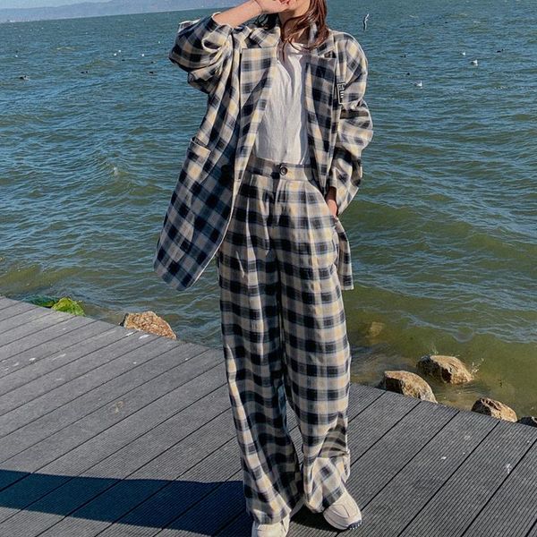 women's two piece pants elegant plaid fashion vintage blazer suit causal work wear loose blazers high waist wide leg suits 2 set, White
women's two piece pants elegant plaid fashion vintage blazer suit causal work wear loose blazers high waist wide leg suits 2 set, White