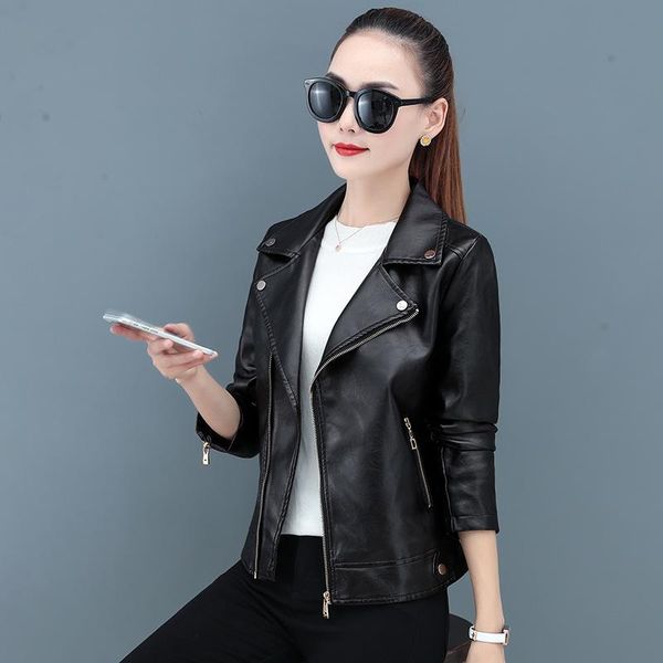 women's leather & faux weihaobang 2021 autumn winter pu short solid color lapel zipper coat large casual loose long sleeve top, Black
women's leather & faux weihaobang 2021 autumn winter pu short solid color lapel zipper coat large casual loose long sleeve top, Black