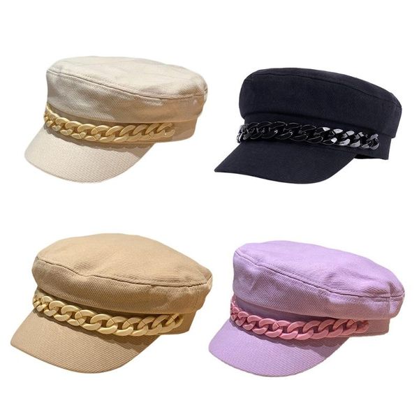 wide brim hats cotton made flat cap in sboy style with multiple color options chain decorated caps korean army, Blue;gray
wide brim hats cotton made flat cap in sboy style with multiple color options chain decorated caps korean army, Blue;gray