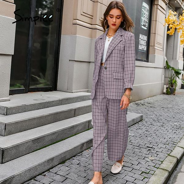 women's two piece pants simplee elegant plaid two-pieces women blazer suit casual streetwear suits female set chic office ladies coat, White
women's two piece pants simplee elegant plaid two-pieces women blazer suit casual streetwear suits female set chic office ladies coat, White