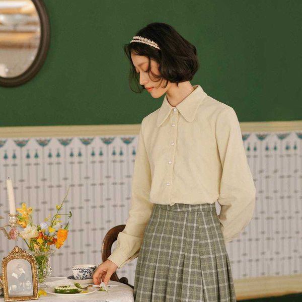 women's blouses & shirts blouses liwo|winter retro art corduroy long sleeve versatile cotton shirt b7t4, White
women's blouses & shirts blouses liwo|winter retro art corduroy long sleeve versatile cotton shirt b7t4, White