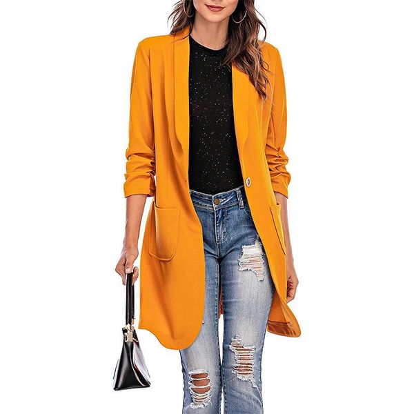 women's suits & blazers autumn and winter style three quarter sleeve mid length pocket coat solid color stitching suit jacket, White;black
women's suits & blazers autumn and winter style three quarter sleeve mid length pocket coat solid color stitching suit jacket, White;black
