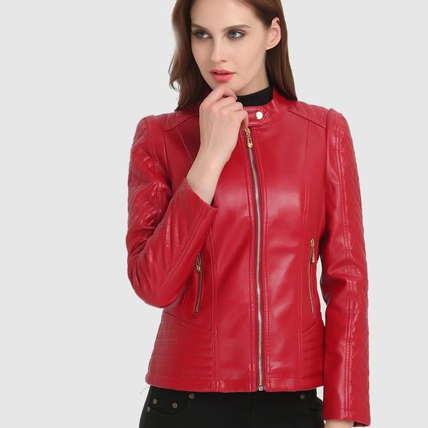 women's leather & faux europe and the united states short paragraph slim jacket pu collar large size al1027, Black
women's leather & faux europe and the united states short paragraph slim jacket pu collar large size al1027, Black