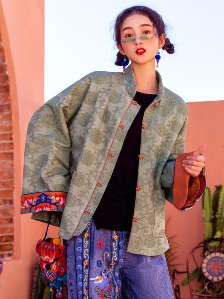 ethnic clothing chinese wind collar 2021 spring loose embroidered tang coat woman, Red
ethnic clothing chinese wind collar 2021 spring loose embroidered tang coat woman, Red