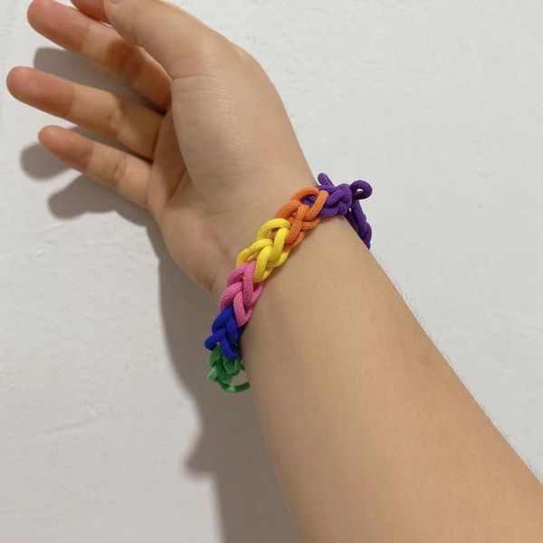 link, chain rainbow bracelet colorful multicolor fashion rubber band cute ethnic 2021 multifunction cord braid women girl jewelry gift, Black
link, chain rainbow bracelet colorful multicolor fashion rubber band cute ethnic 2021 multifunction cord braid women girl jewelry gift, Black