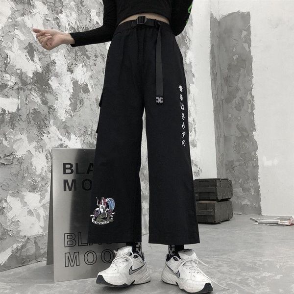 women's pants & capris 2021 black kawaii embroidery women autumn cargo trousers streetwear loose harajuku dance female straight-leg, Black;white
women's pants & capris 2021 black kawaii embroidery women autumn cargo trousers streetwear loose harajuku dance female straight-leg, Black;white