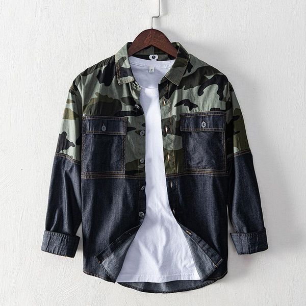men's casual shirts fashion longsleeve men camouflage patchwork denim cotton shirt printing turn-down collar male jeans cargo coat, White;black
men's casual shirts fashion longsleeve men camouflage patchwork denim cotton shirt printing turn-down collar male jeans cargo coat, White;black