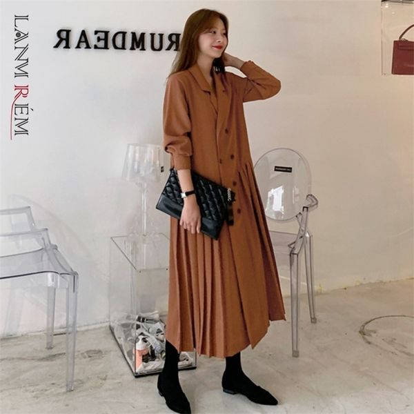 spring solid color suit collar mid-length pleated dress women vintage slim loose splice casual pd726 210526, Black;gray
spring solid color suit collar mid-length pleated dress women vintage slim loose splice casual pd726 210526, Black;gray