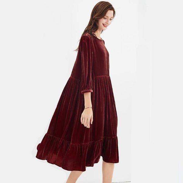 casual dresses spring black red vintage velour dress women autunm long velvet party french loose elegant fairy vestidos -2xl, Black;gray
casual dresses spring black red vintage velour dress women autunm long velvet party french loose elegant fairy vestidos -2xl, Black;gray
