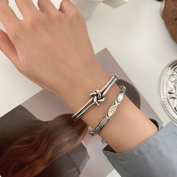 korean heavy industry knot bracelet women's 925 pure silver minority design relief little fish student opening bracelet, Slivery;golden
korean heavy industry knot bracelet women's 925 pure silver minority design relief little fish student opening bracelet, Slivery;golden