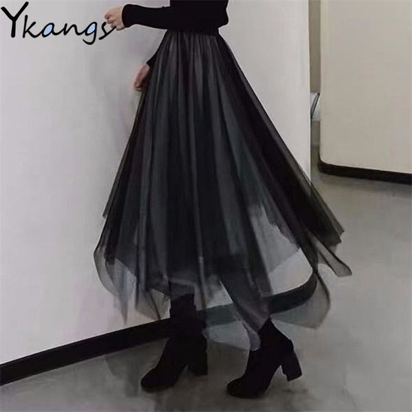 gothic black tulle patchwork long irregular skirts elastic high waist a-line mesh pleated midi skirts vintage punk streetwear 210315
gothic black tulle patchwork long irregular skirts elastic high waist a-line mesh pleated midi skirts vintage punk streetwear 210315