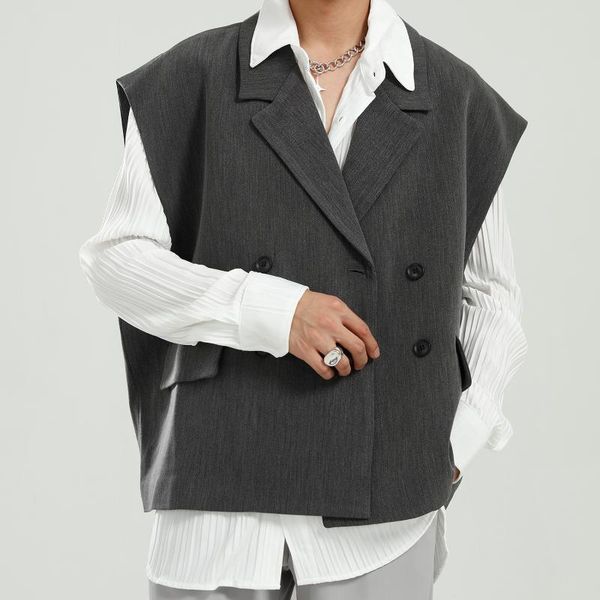 men's vests men double breasted casual loose suit vest jacket streetwear oversize sleeveless blazers waistcoat coat for male women, Black;white
men's vests men double breasted casual loose suit vest jacket streetwear oversize sleeveless blazers waistcoat coat for male women, Black;white