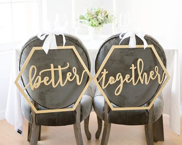 wedding chair signs geometric "better together" for bride and groom wedding chairs, hexagon wooden hanging signs
wedding chair signs geometric "better together" for bride and groom wedding chairs, hexagon wooden hanging signs
