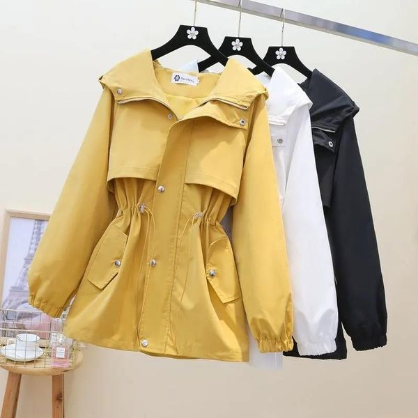 women's trench coats 2021 autumn korean style hooded collar zipper long coat waist large size drawstring women's windbreaker jacket, Tan;black
women's trench coats 2021 autumn korean style hooded collar zipper long coat waist large size drawstring women's windbreaker jacket, Tan;black