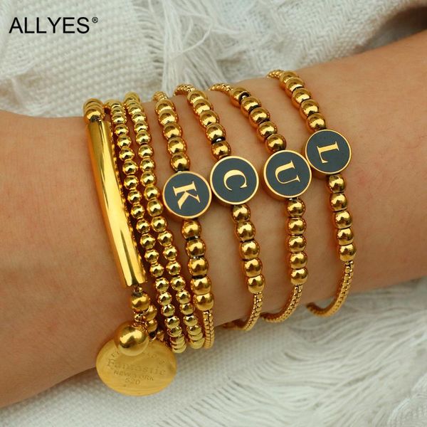 link, chain allyes trendy stainless steel beads letter bracelets for women vintage love luck letters charm bracelet female jewelry, Black
link, chain allyes trendy stainless steel beads letter bracelets for women vintage love luck letters charm bracelet female jewelry, Black