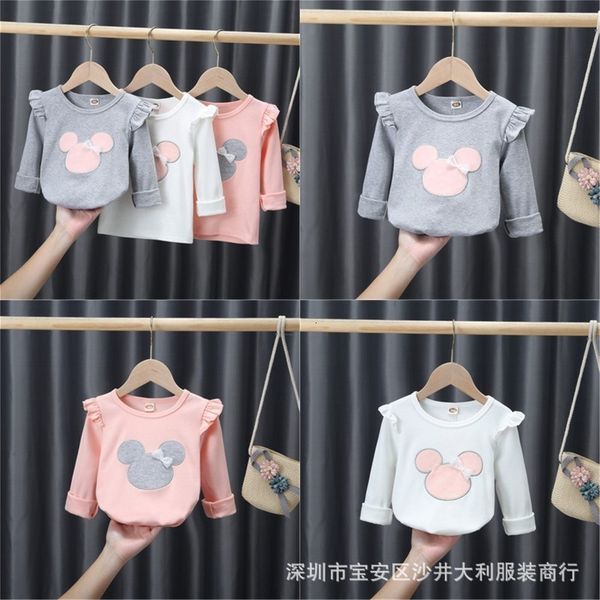 new autumn cartoon children's 2021 korean spring t-shirt boys and girls' long sleeve bottomed shirt, Black;white 
new autumn cartoon children's 2021 korean spring t-shirt boys and girls' long sleeve bottomed shirt, Black;white