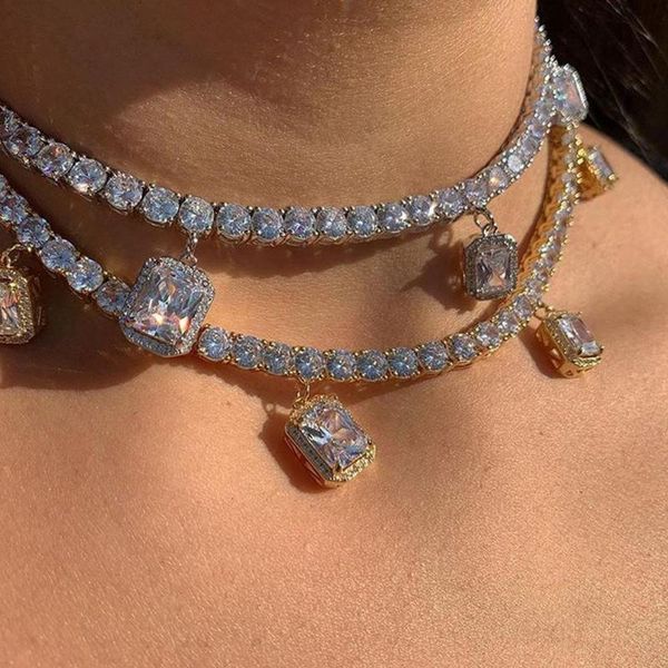 pendant necklaces hip hop jewelry square crystal necklace choker for women charm rhinestone tennis chain collar luxury, Silver
pendant necklaces hip hop jewelry square crystal necklace choker for women charm rhinestone tennis chain collar luxury, Silver
