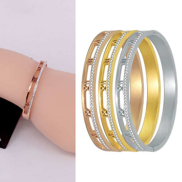 hand bracelets for women half circle diamond hollow roman numerals bangles stainless steel african jewelry dubai costume access, Black
hand bracelets for women half circle diamond hollow roman numerals bangles stainless steel african jewelry dubai costume access, Black